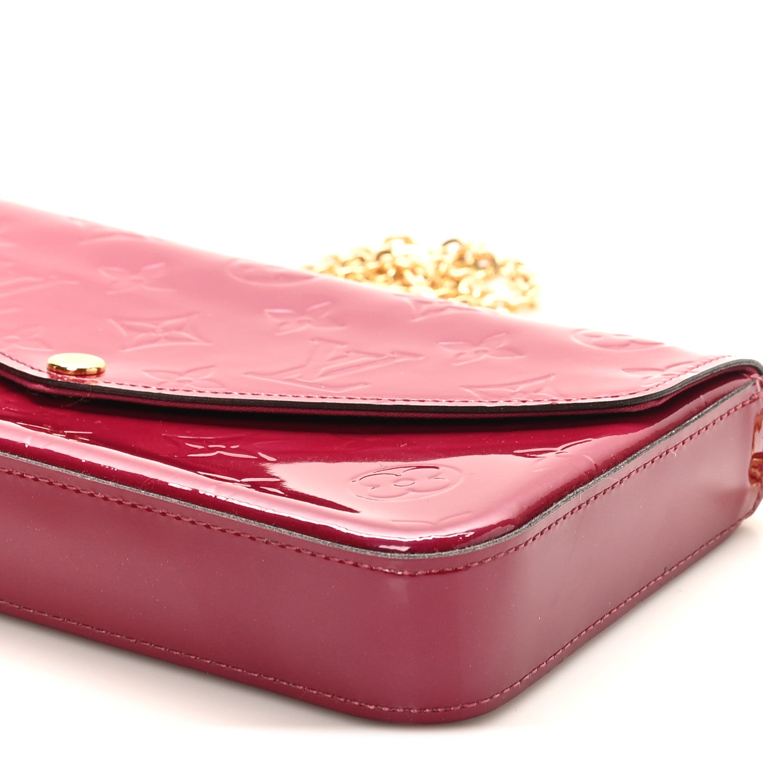 Louis Vuitton Vernis Felicie Chain Wallet Magenta 9 of 10