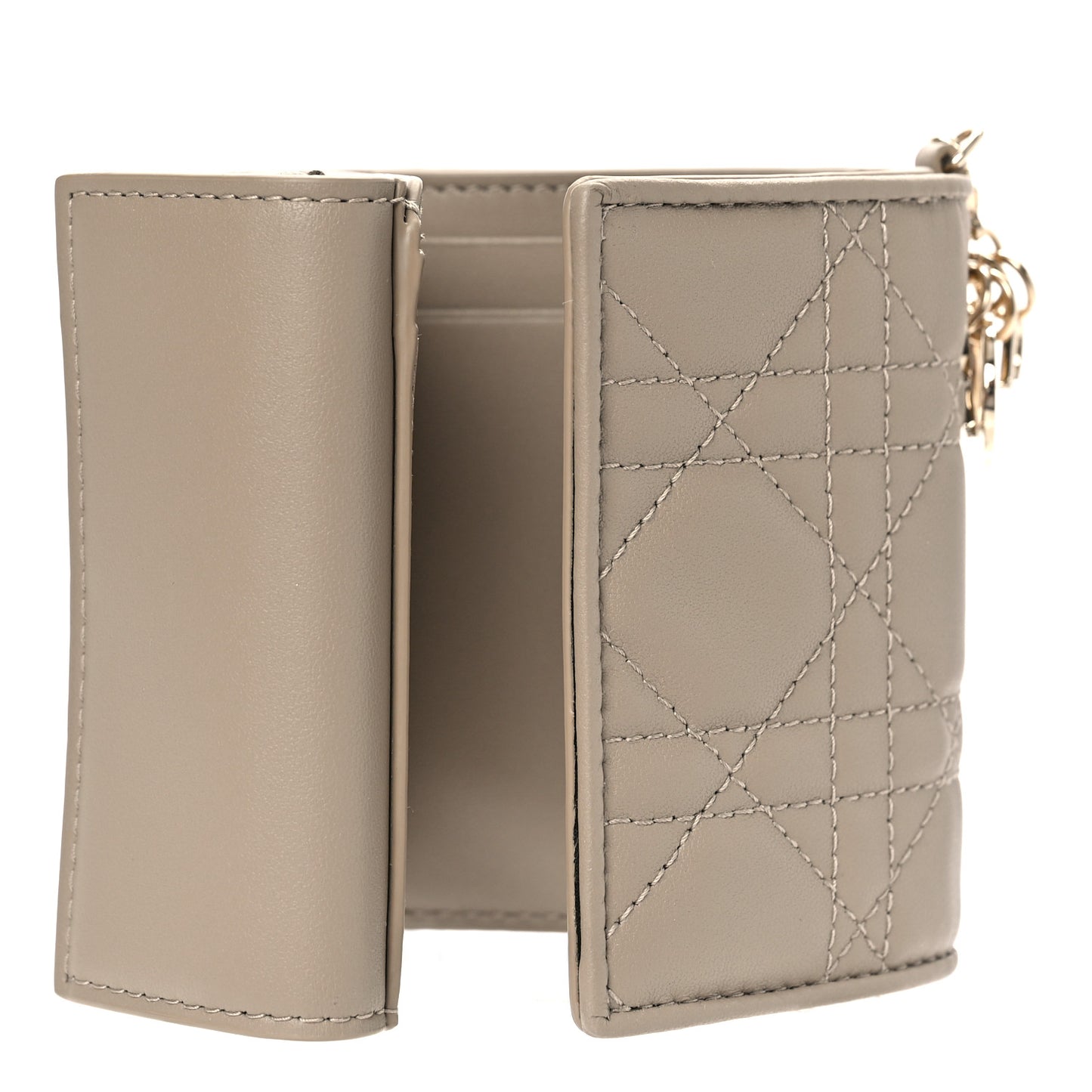 Lambskin Cannage Lady Dior Lotus Wallet Hazelnut