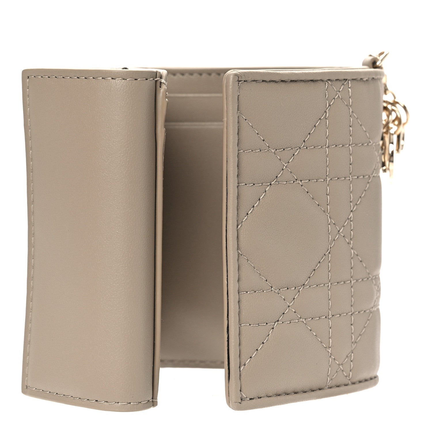 Christian Dior Lambskin Cannage Lady Dior Lotus Wallet Hazelnut 5 of 9