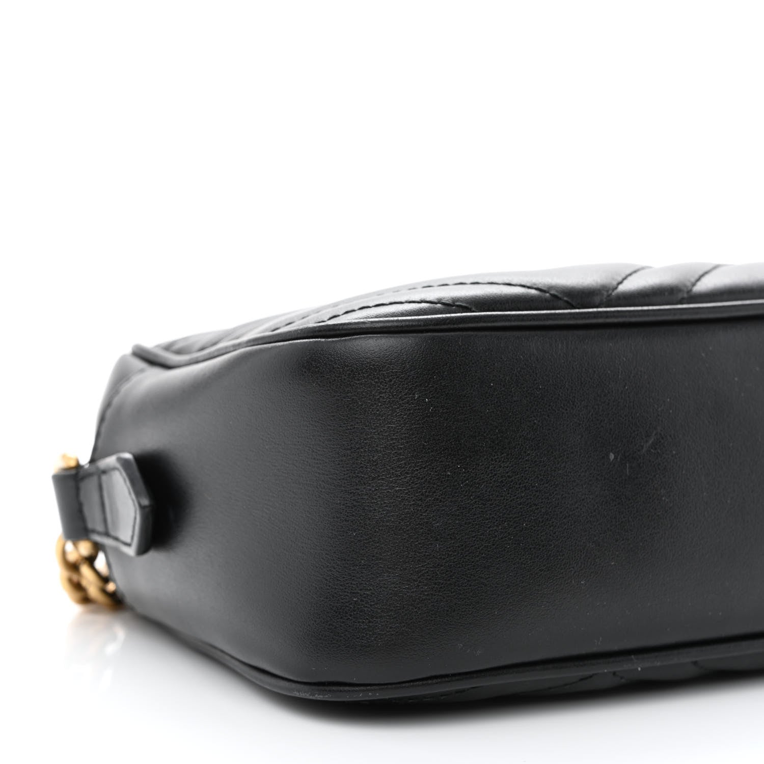 Gucci Calfskin Matelasse Small GG Marmont Chain Shoulder Bag Black 9 of 10