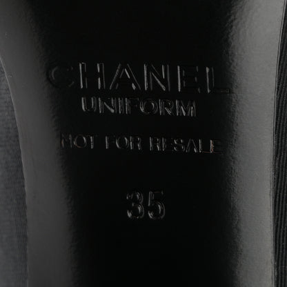 Chanel Grosgrain Cap Toe Uniform Pumps 35 Black 7 of 9