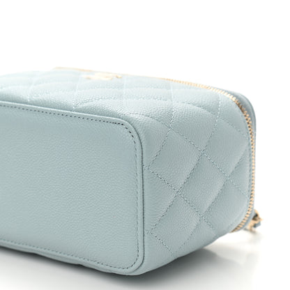 Chanel Caviar Quilted Small Tiny CC Vanity Case With Chain Light Blue 6 of 12