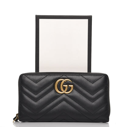 Gucci Calfskin Matelasse GG Marmont Zip Around Wallet Black 7 of 7
