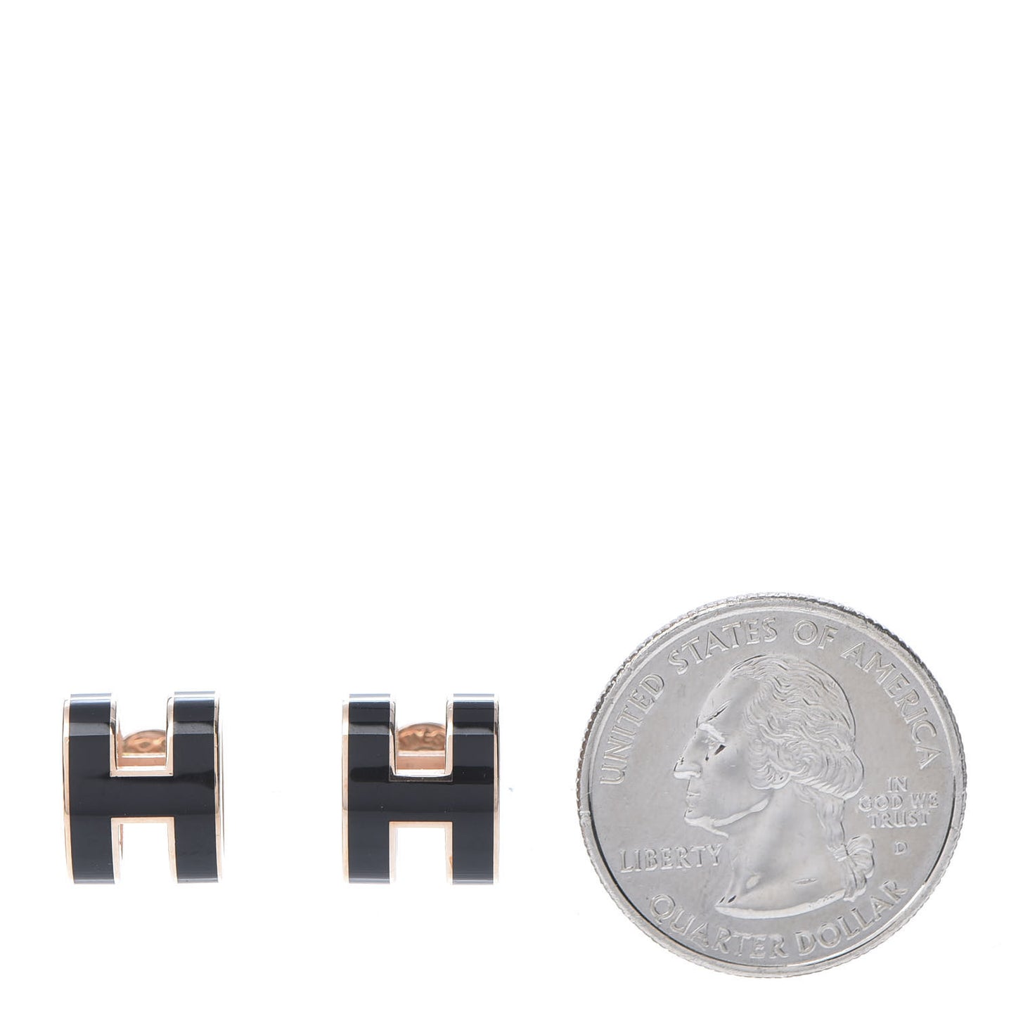 Rose Gold Lacquered Pop H Earrings Black
