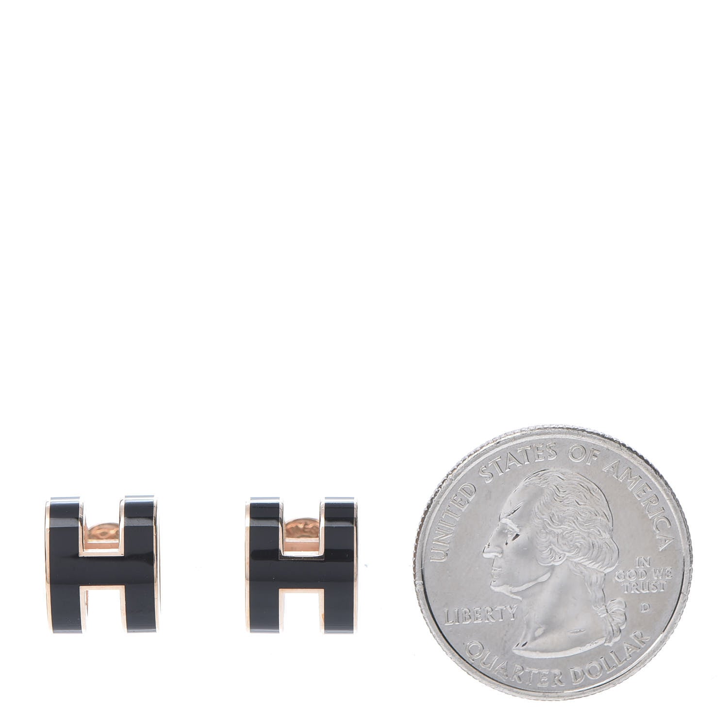 Hermes Rose Gold Lacquered Pop H Earrings Black 2 of 6