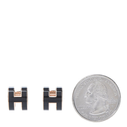 Hermes Rose Gold Lacquered Pop H Earrings Black 2 of 6