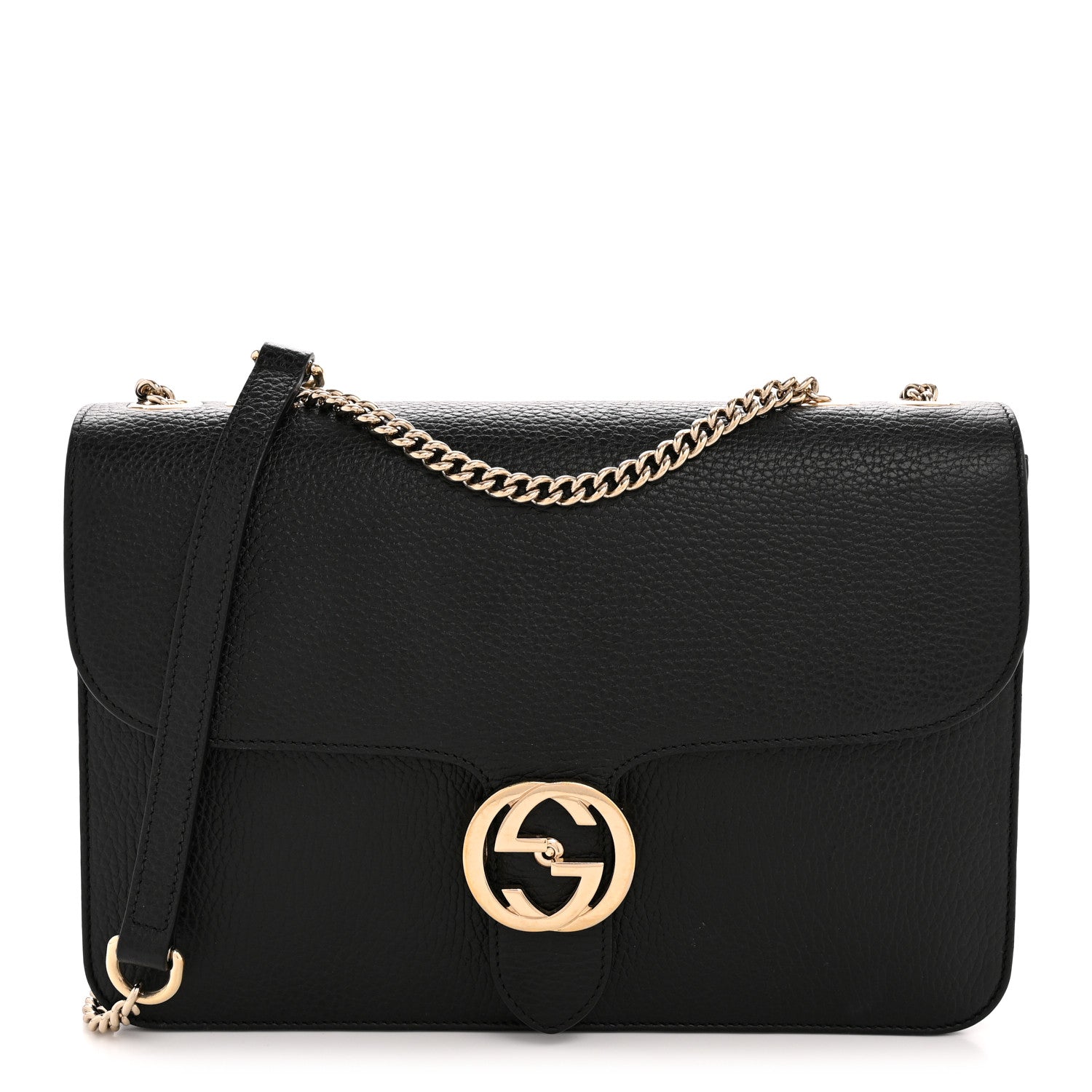 Gucci Dollar Calfskin Interlocking G Shoulder Bag Black 1 of 14