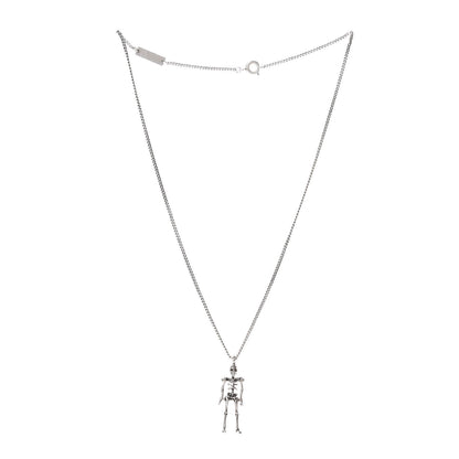 Saint Laurent Brass Skeleton Chain Necklace Silver 3 of 6