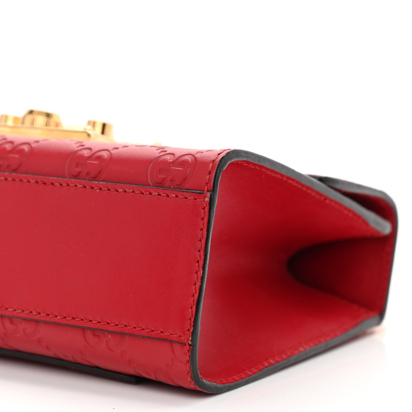 Guccissima Small Padlock Shoulder Bag Hibiscus Red