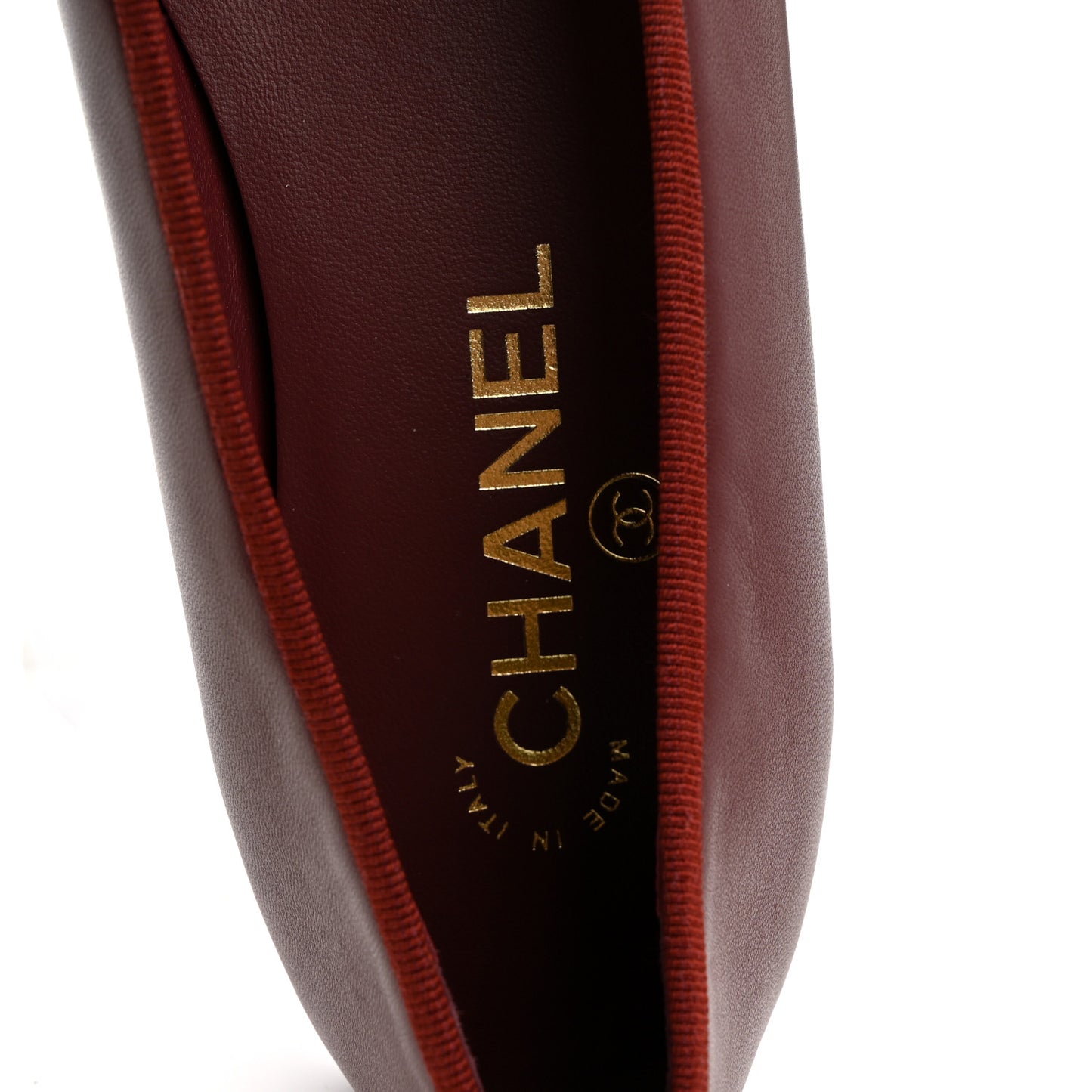 Lambskin Cap Toe CC Ballerina Flats 37.5 Burgundy Pink