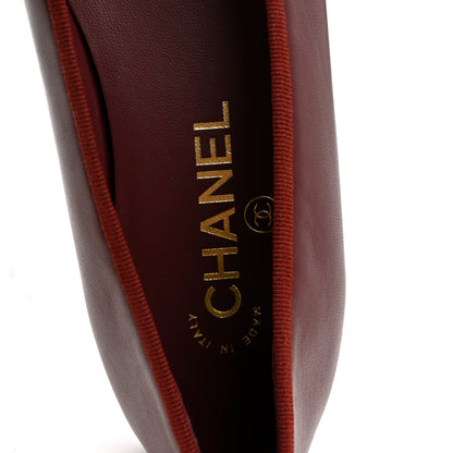 Chanel Lambskin Cap Toe CC Ballerina Flats 37.5 Burgundy Pink 7 of 10