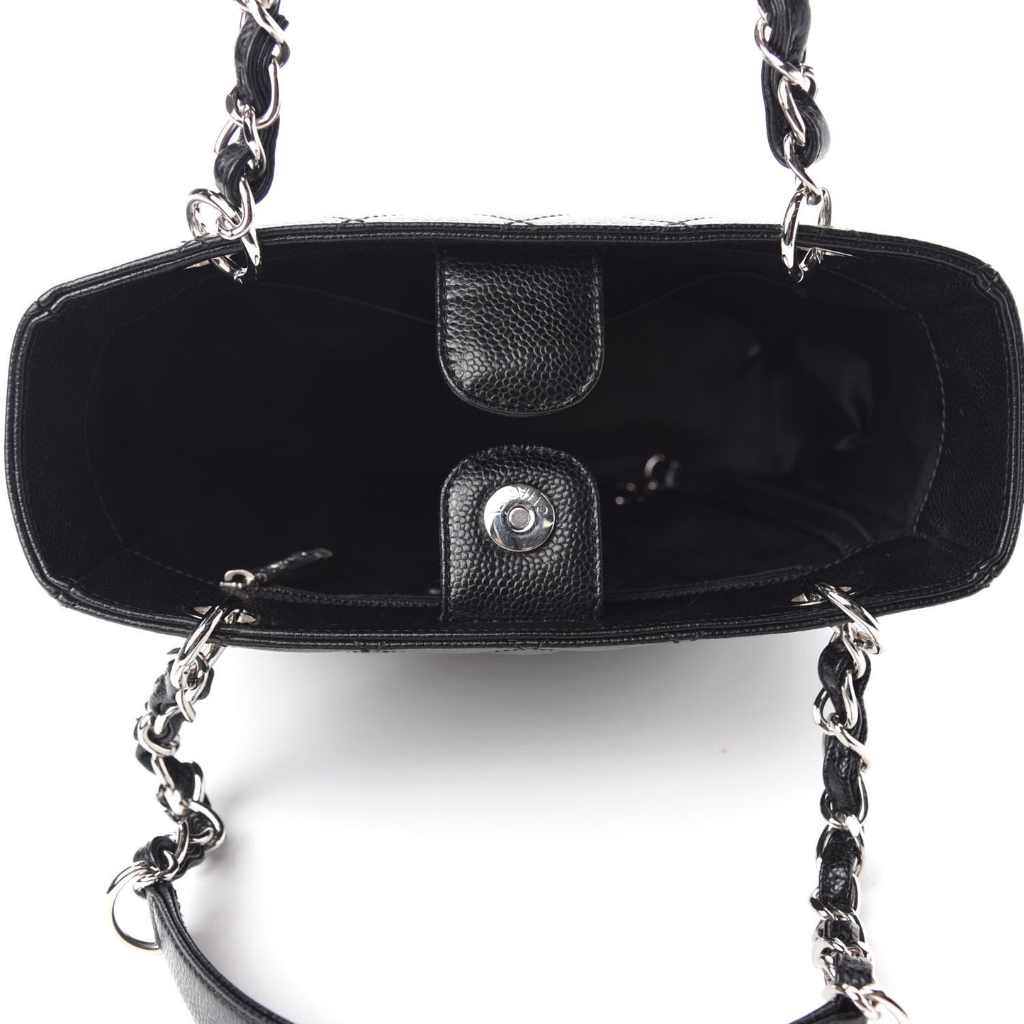 Caviar Quilted Petit Shopping Tote PST Black