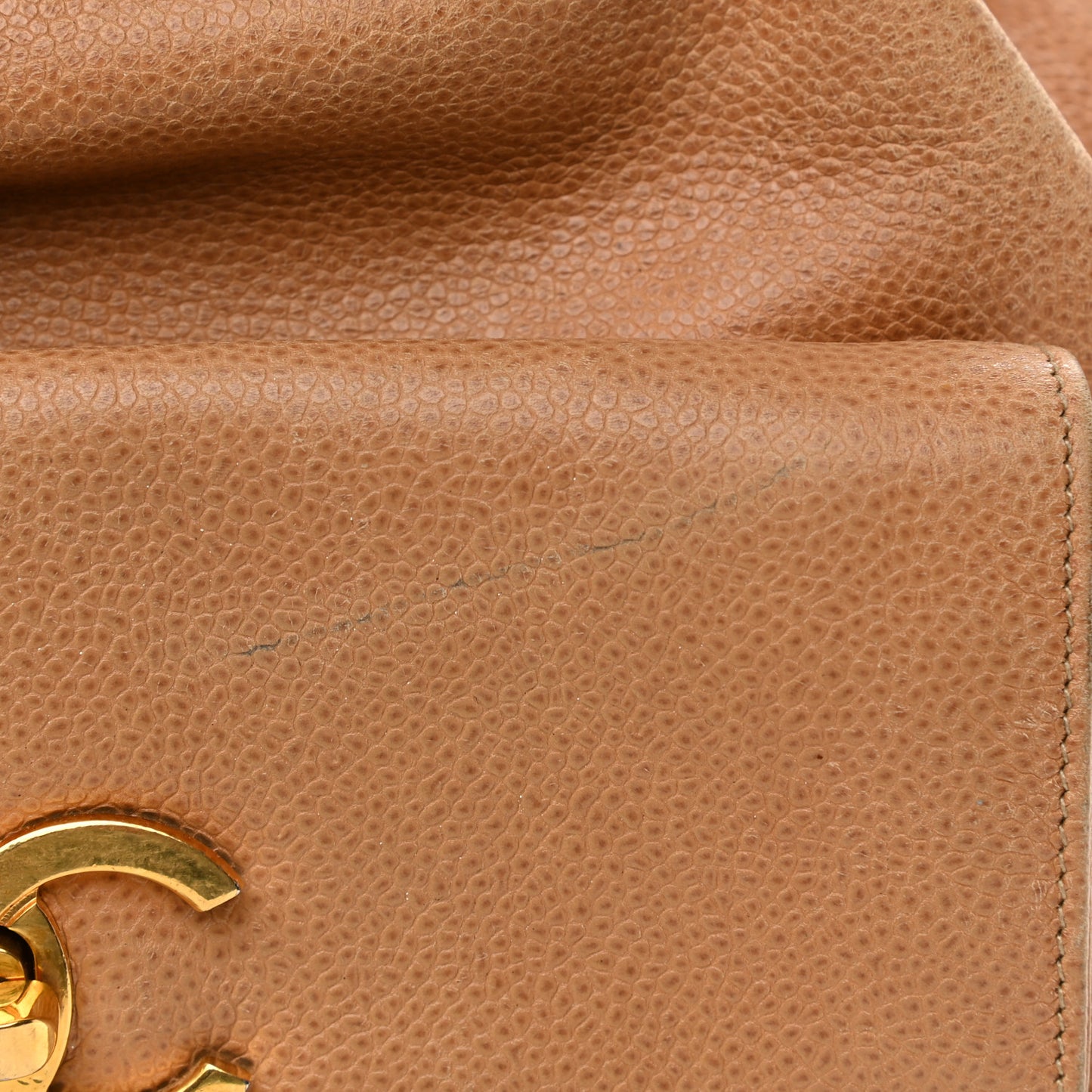 Caviar Drawstring Backpack Beige