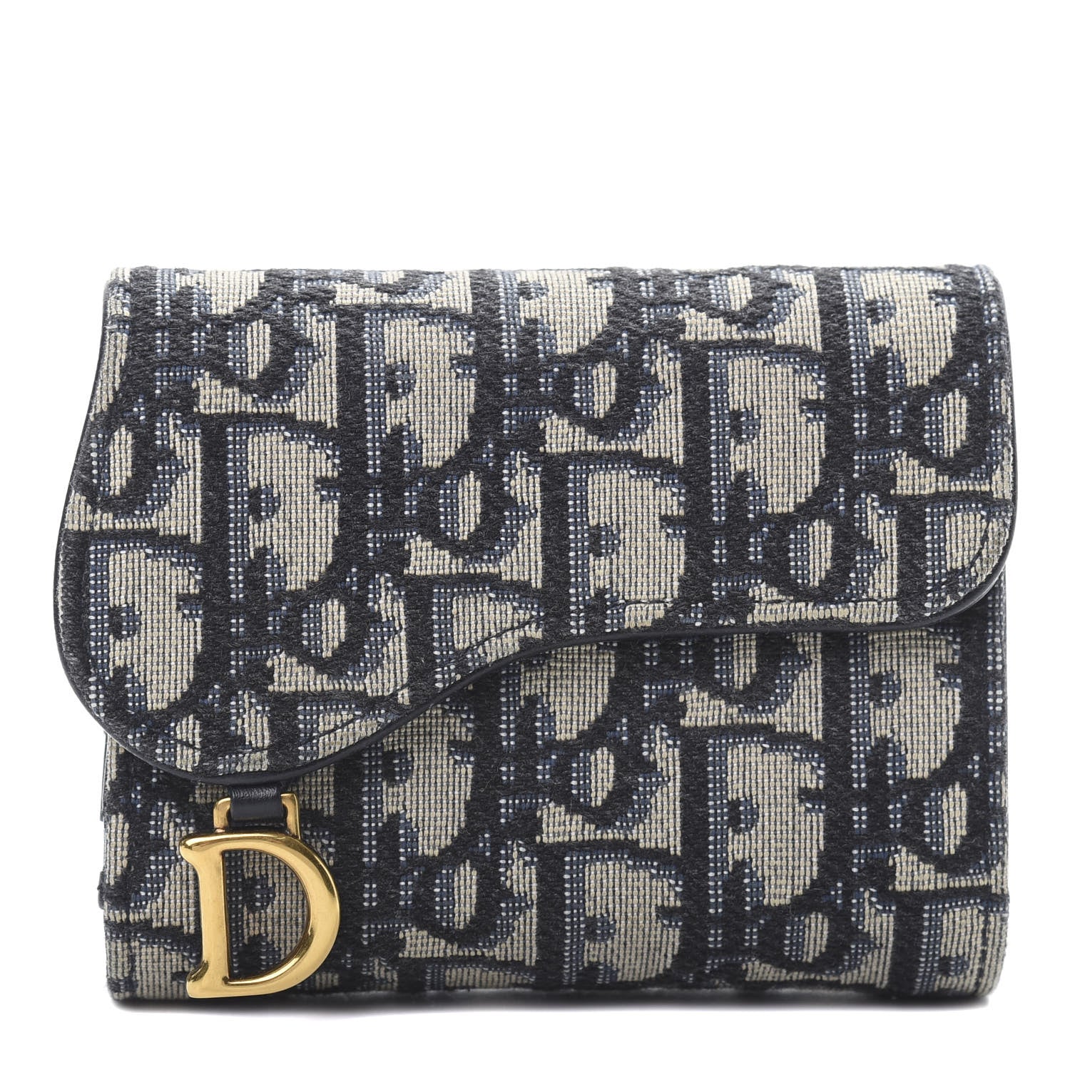 Christian Dior Oblique Saddle Lotus Wallet Blue 1 of 10