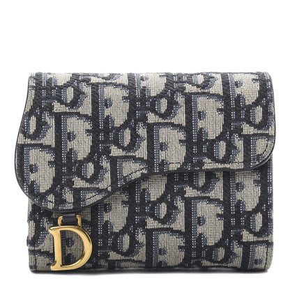 Christian Dior Oblique Saddle Lotus Wallet Blue 1 of 10