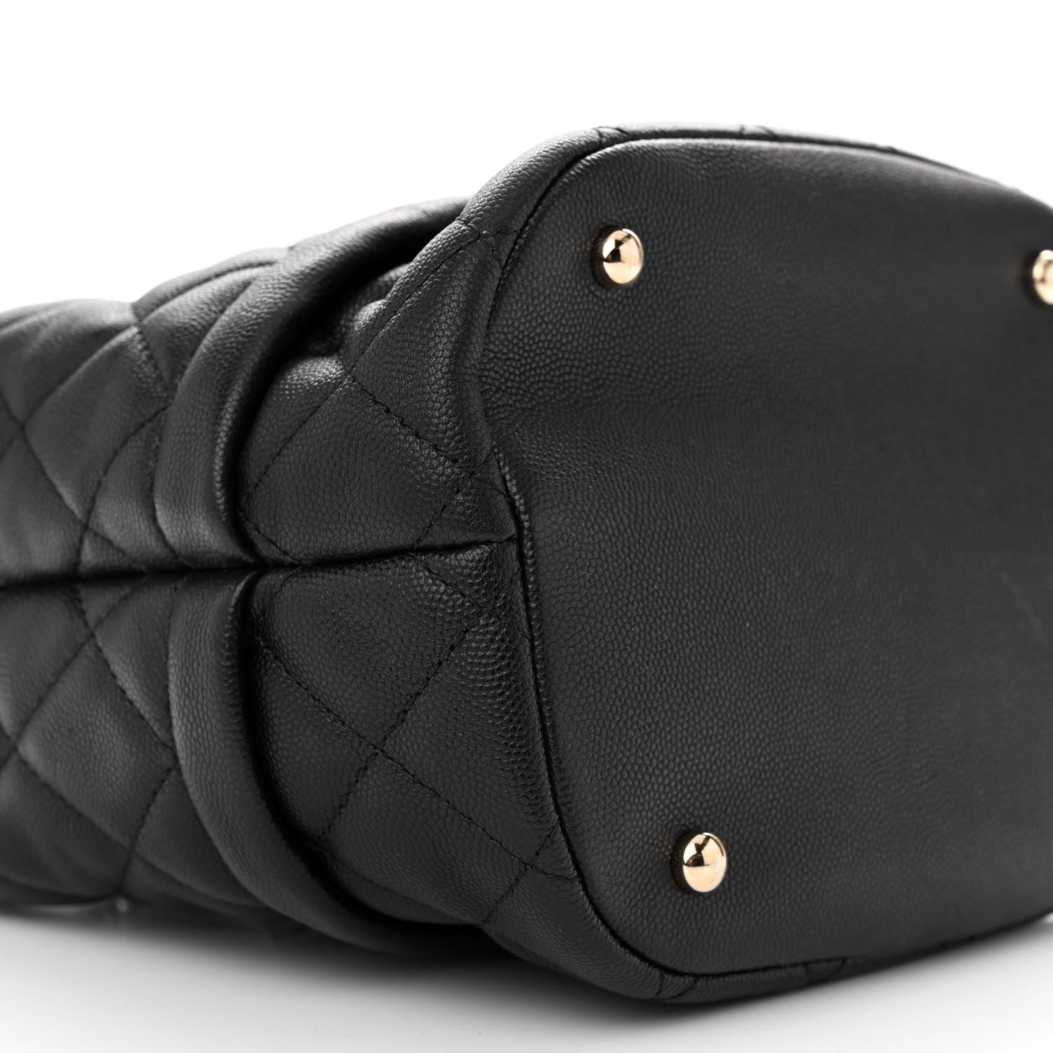 Chanel Caviar Quilted Rolled Up Bucket Drawstring Bag Black 9 of 10