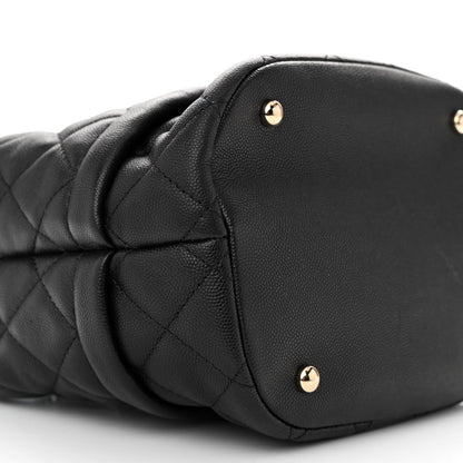 Chanel Caviar Quilted Rolled Up Bucket Drawstring Bag Black 9 of 10