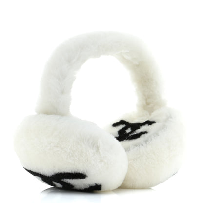 Chanel Shearling CC Ear Muffs White Black 2 of 4
