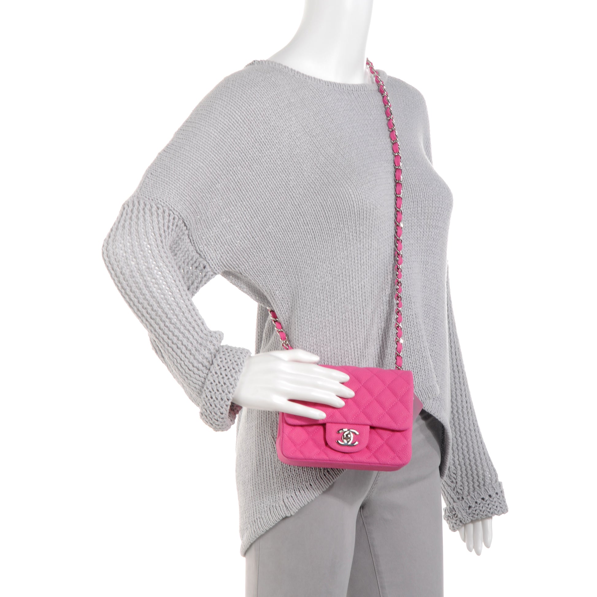 Chanel Iridescent Caviar Quilted Mini Flap Hot Pink 2 of 9