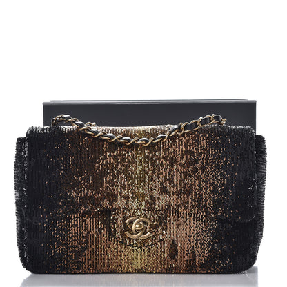 Chanel Sequin Medium Single Flap Bronze Black 8 of 8