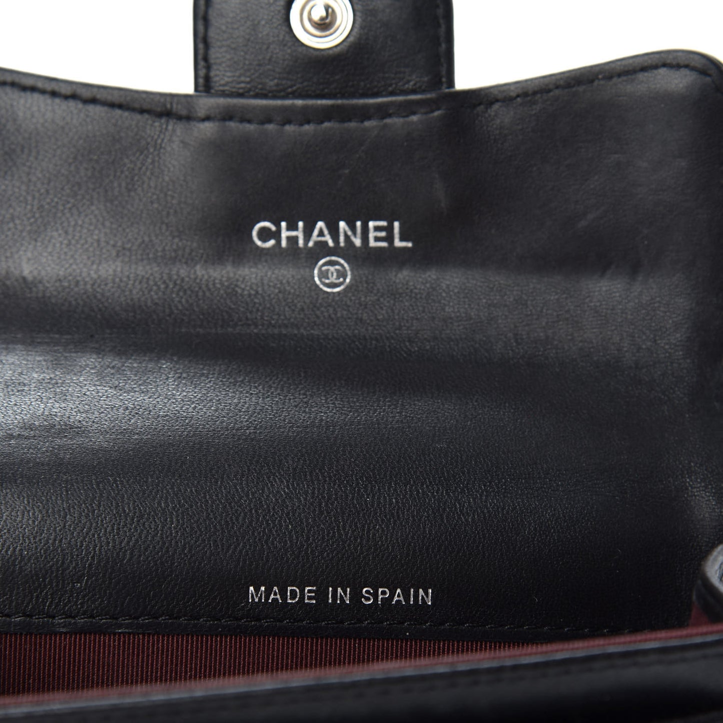 Lambskin Quilted Flap Card Holder Black
