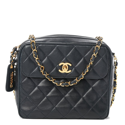 Chanel Lambskin Quilted Flap Camera Case Navy 1 of 11