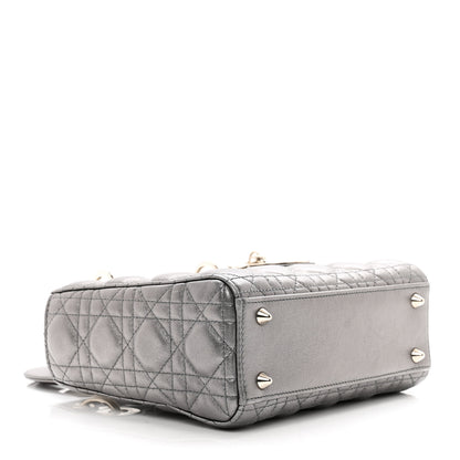 Christian Dior CHRISTIAN DIOR Metallic Grained Calfskin Cannage Small Lady Dior Gunmetal 4 of 9