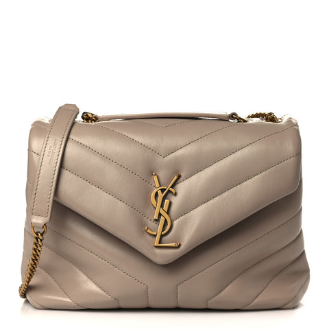 Calfskin Y Quilted Monogram Small Loulou Chain Satchel Dark Beige