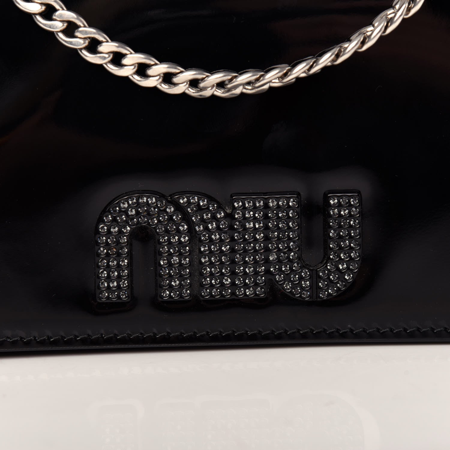 Miu Miu Vernice Crystal Logo Crossbody Black 10 of 11