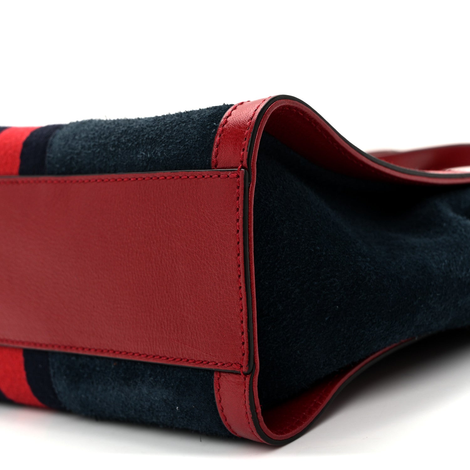 Gucci Suede Calfskin Web Small Ophidia Tote Bag New Blue Romantic Cherry 10 of 10