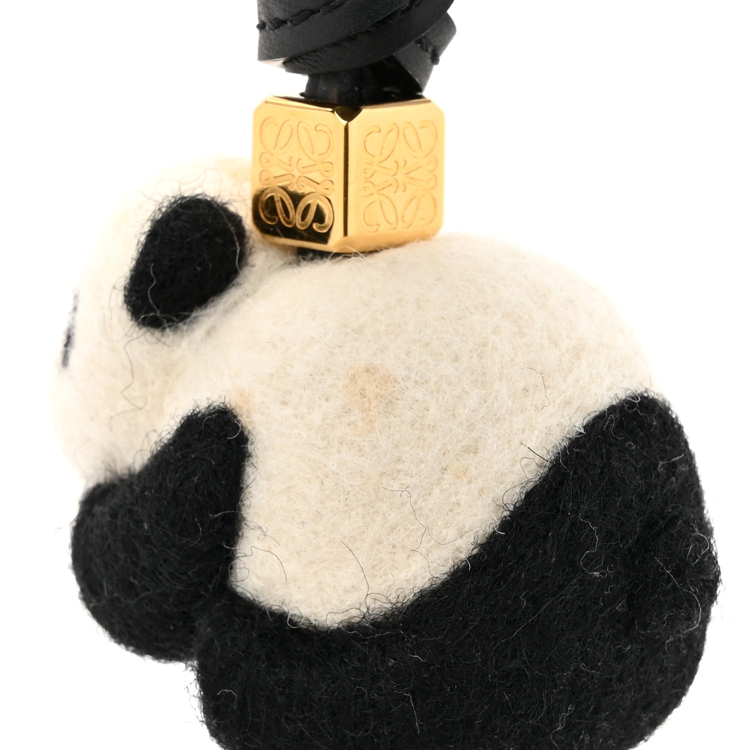 Loewe Calfskin Felt Panda Bag Charm Black White 6 of 6