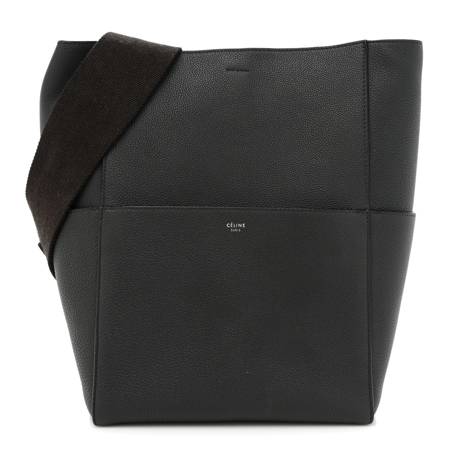 Soft Grained Calfskin Sangle Bucket Bag Anthracite