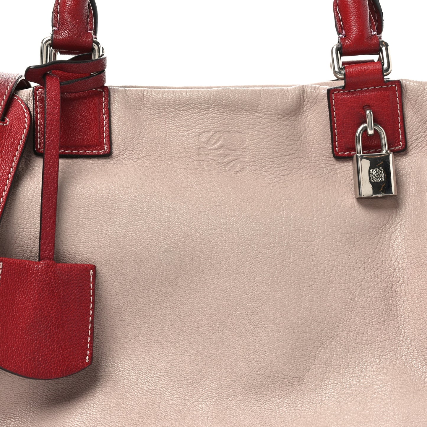Goatskin Top Handle Boston Bag Pink Red