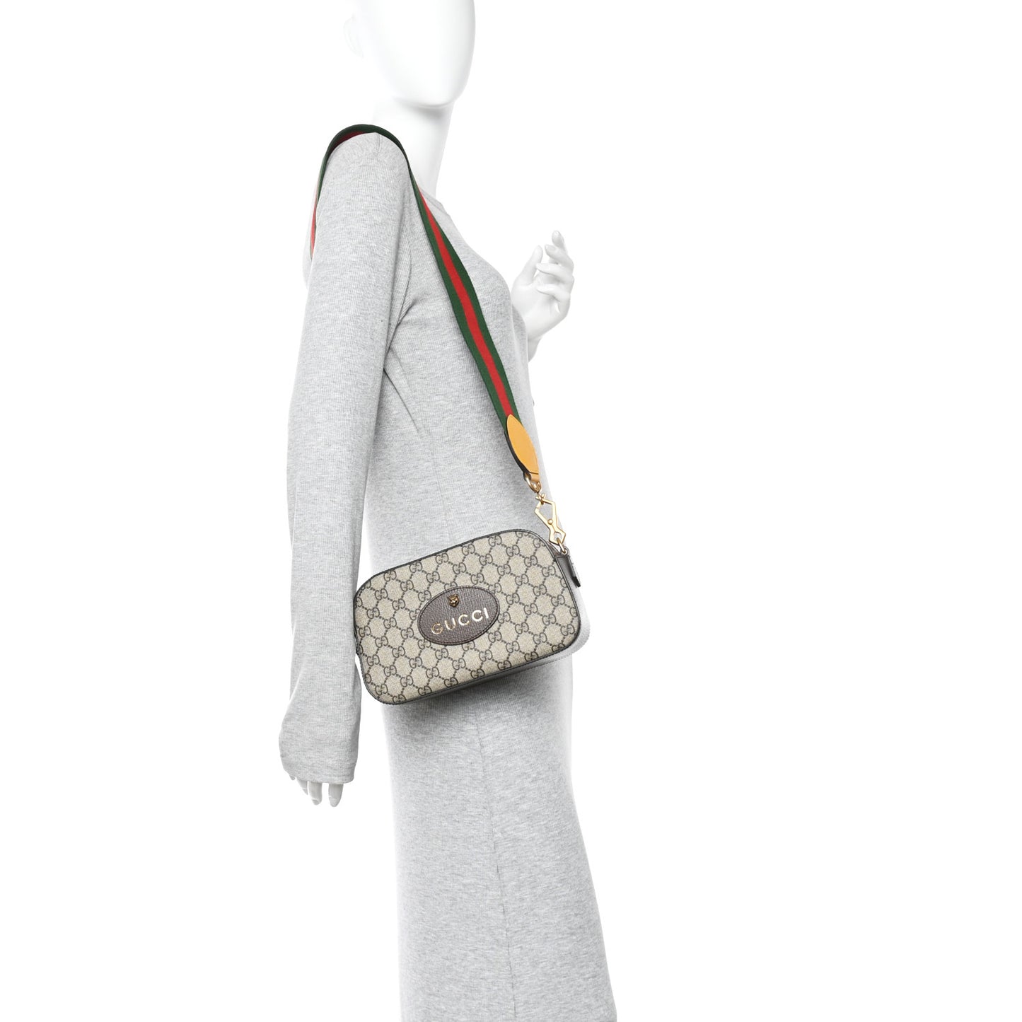 GG Supreme Monogram Web Neo Vintage Shoulder Bag Beige New Acero Crop