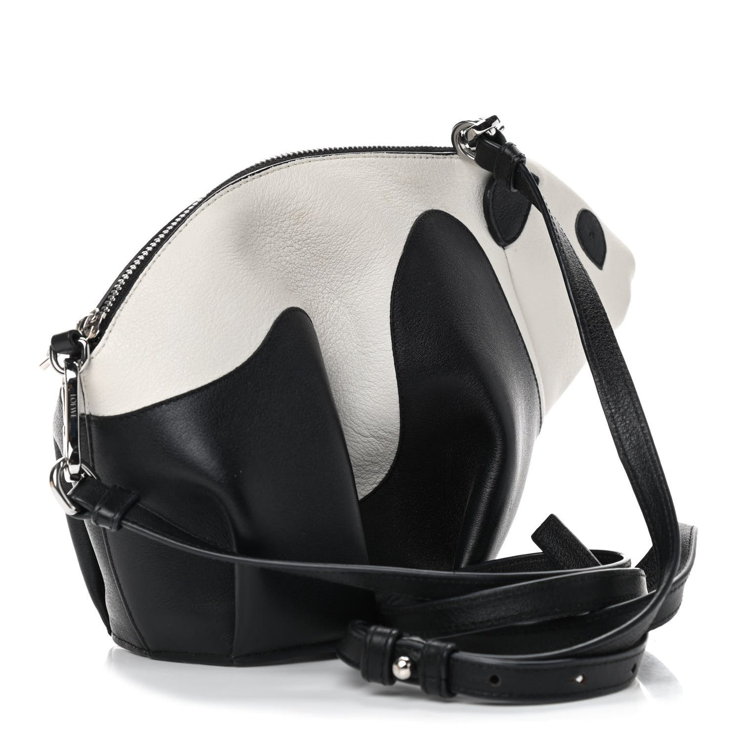 Calfskin Panda Crossbody Black White