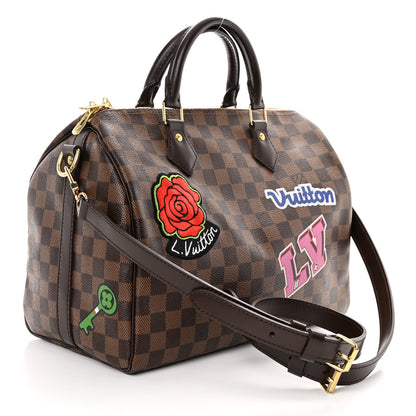Louis Vuitton Damier Ebene Patches Speedy Bandouliere 30 3 of 9