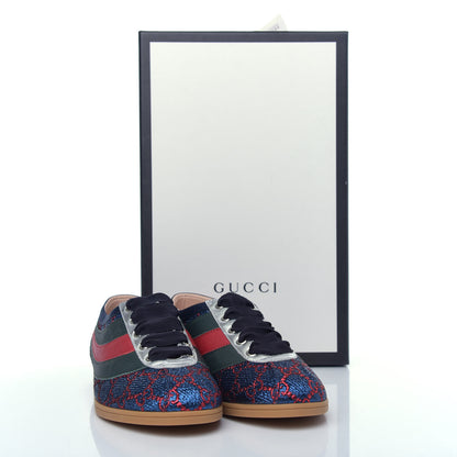 Gucci Lurex Calfskin Web GG Monogram Womens Falacer Sneakers 36 Iridescent Blue Iridescent Red Silver 12 of 13