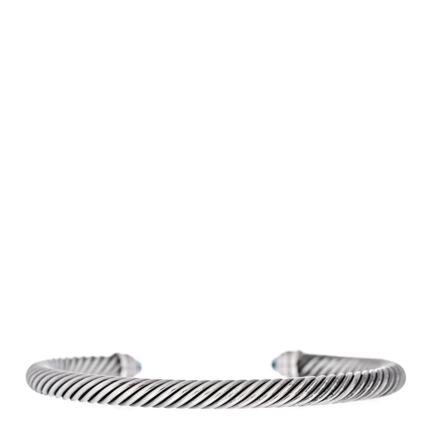 David Yurman Sterling Silver Diamond Blue Topaz 5mm Cable Classics Bracelet 2 of 3