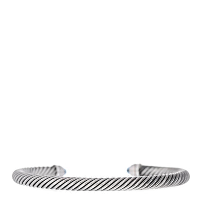 David Yurman Sterling Silver Diamond Blue Topaz 5mm Cable Classics Bracelet 2 of 3