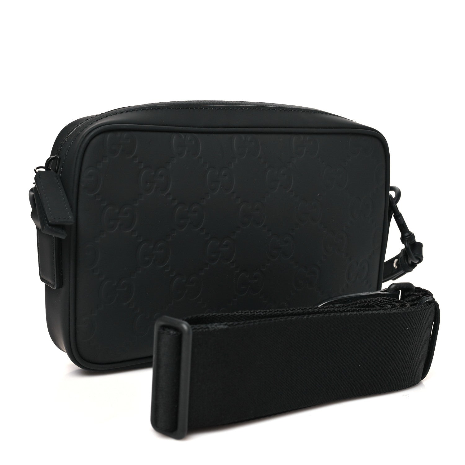 Gucci Rubber Effect Monogram GG Crossbody Bag Black 3 of 10