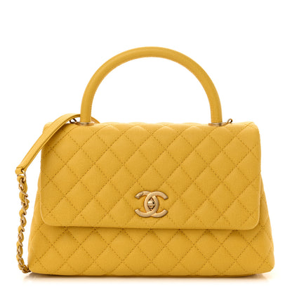Chanel Caviar Quilted Small Coco Handle Flap Yellow 1 of 13