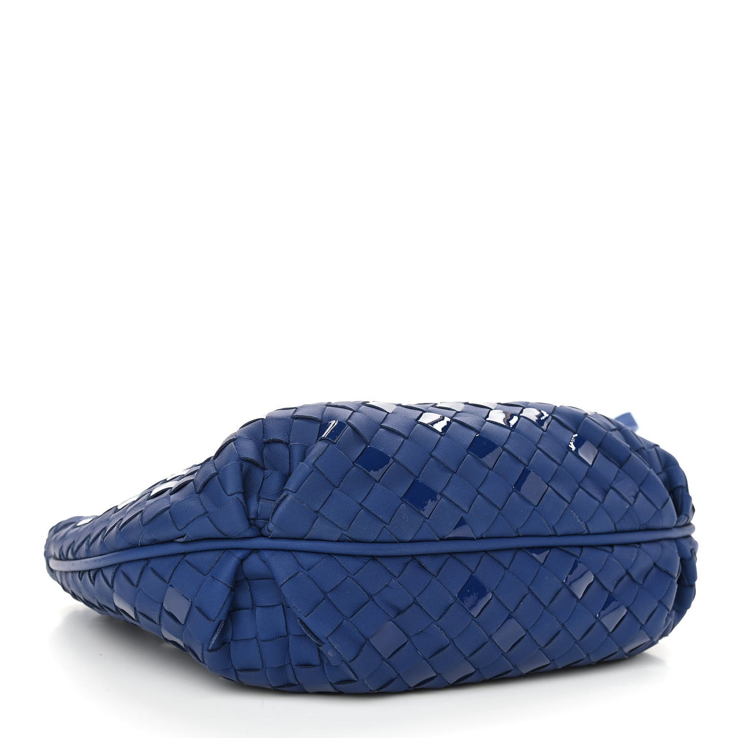 Nappa Patent Intrecciato Shoulder Bag Blue