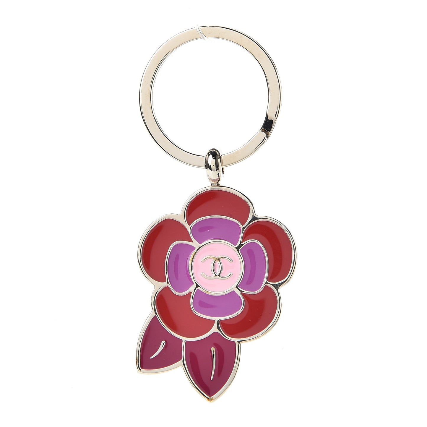 Enamel Camellia Keychain Red Pink Light Gold