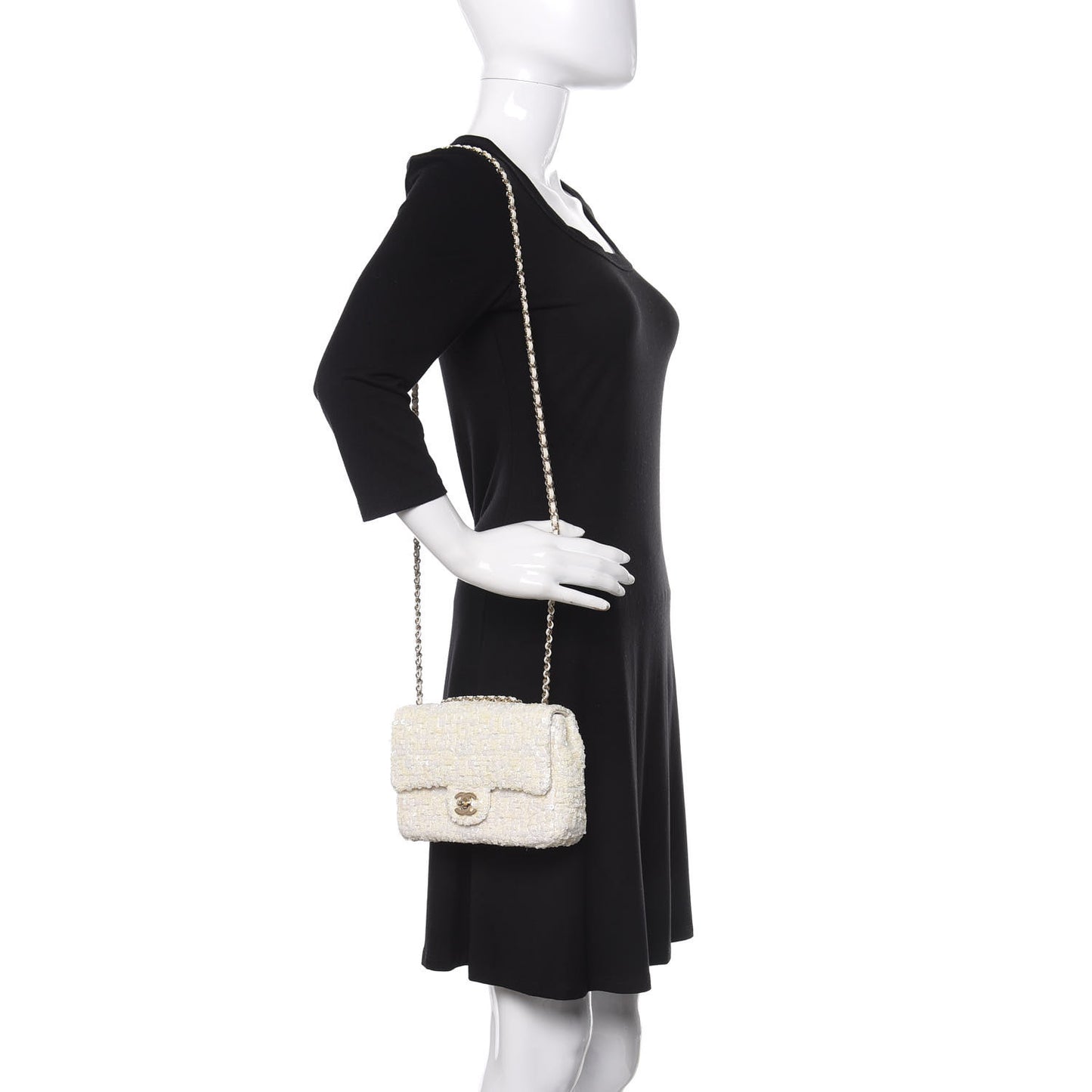 Sequin Mini Rectangular Flap White