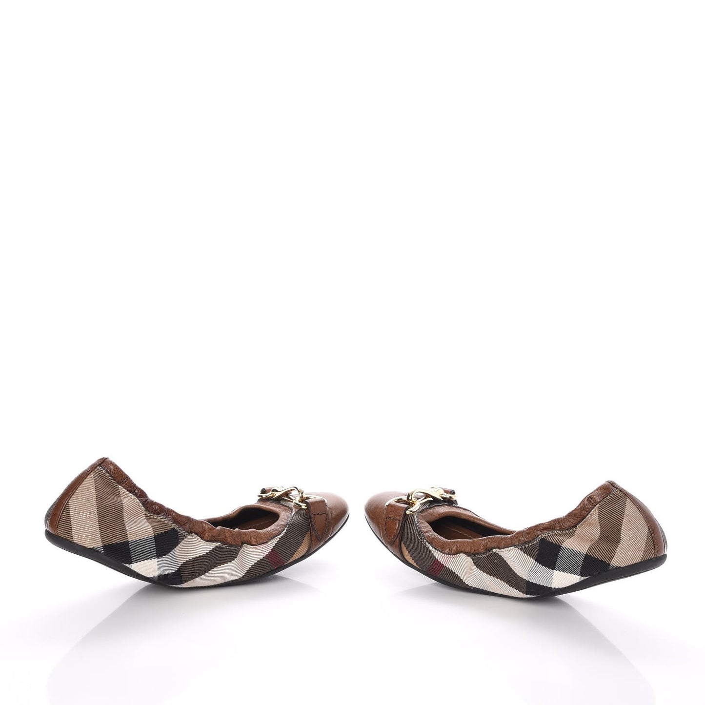 Heritage House Check Shipley Elastic Ballerina Flats 36 Brown