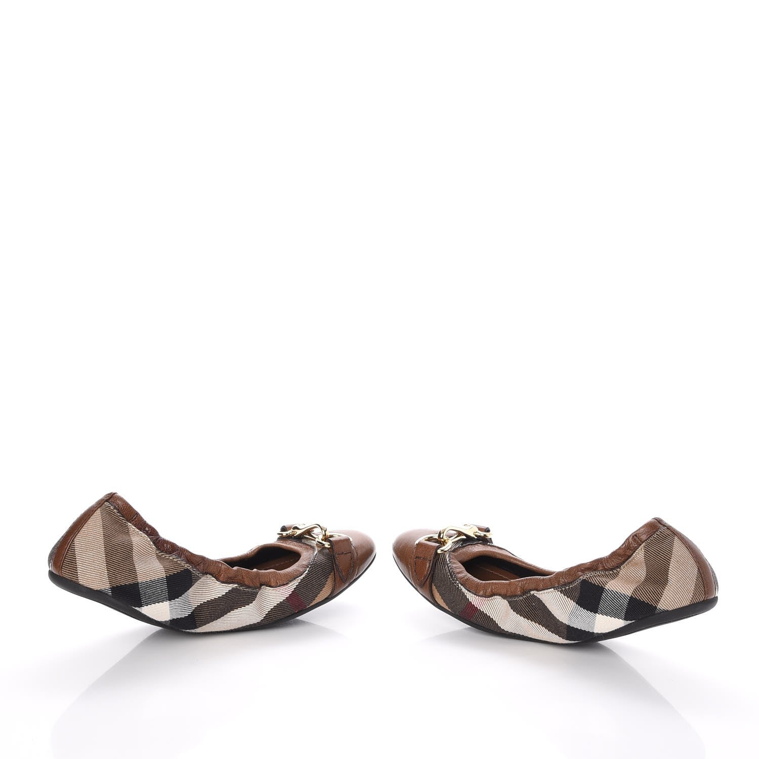 Burberry Heritage House Check Shipley Elastic Ballerina Flats 36 Brown 5 of 11
