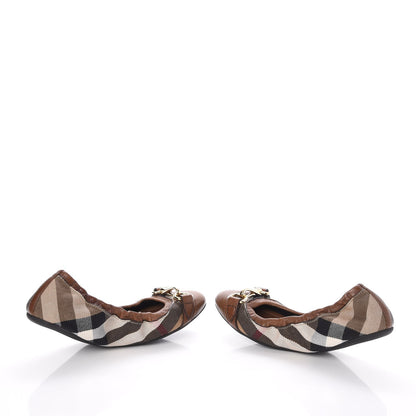 Burberry Heritage House Check Shipley Elastic Ballerina Flats 36 Brown 5 of 11