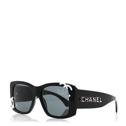 Chanel Acetate CC Logo Square Sunglasses 71472 Black 1 of 8