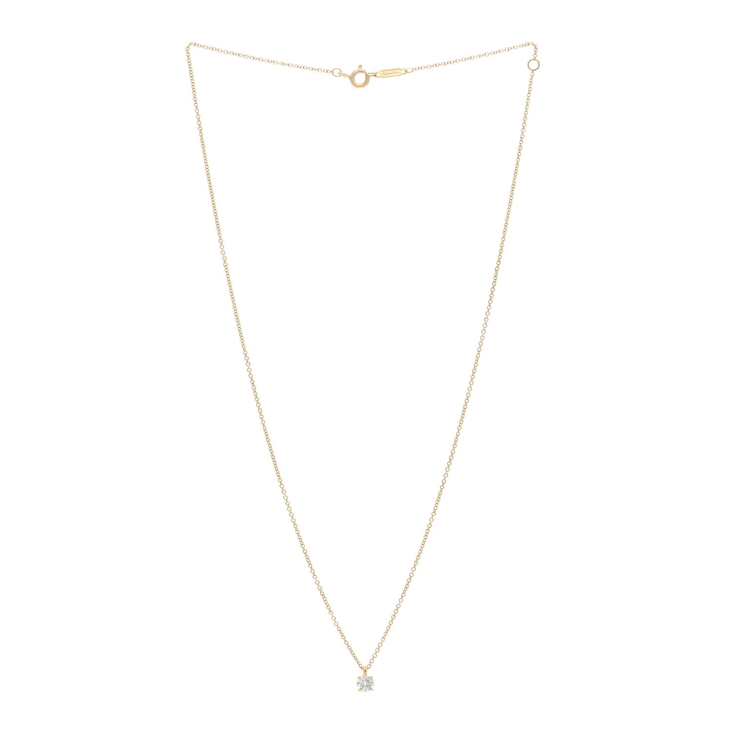 18K Yellow Gold Diamond .25ct Solitaire Pendant Necklace