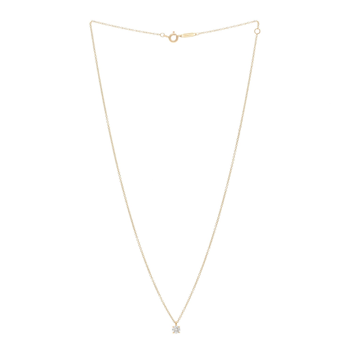 Tiffany 18K Yellow Gold Diamond .25ct Solitaire Pendant Necklace 3 of 5